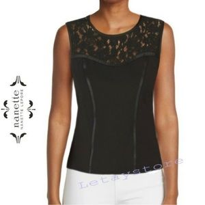 Nanette Lepore Illusion Lace Neck Corsette Style Top